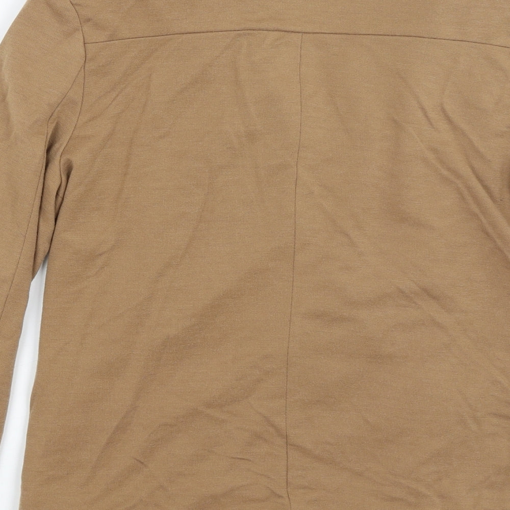 Brand and care label for Boohoo women’s brown jacket blazer, size UK 12