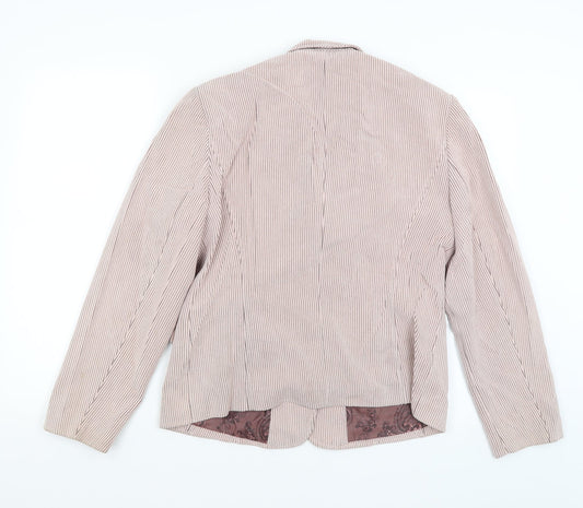 Back view of Gerry Weber women’s pink striped jacket blazer, size UK 14