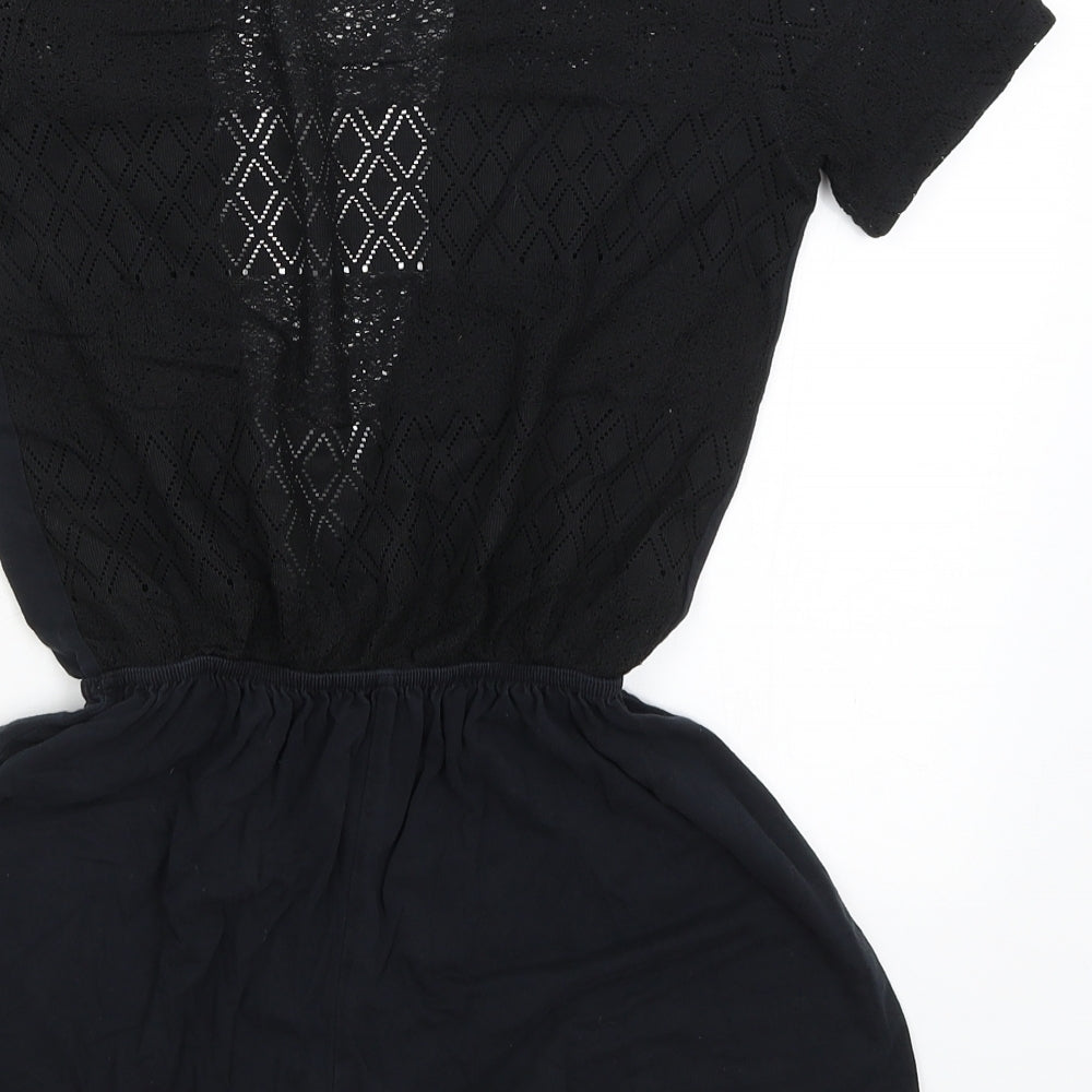 Womens UK Size S Preworn One-Piece Black Romper