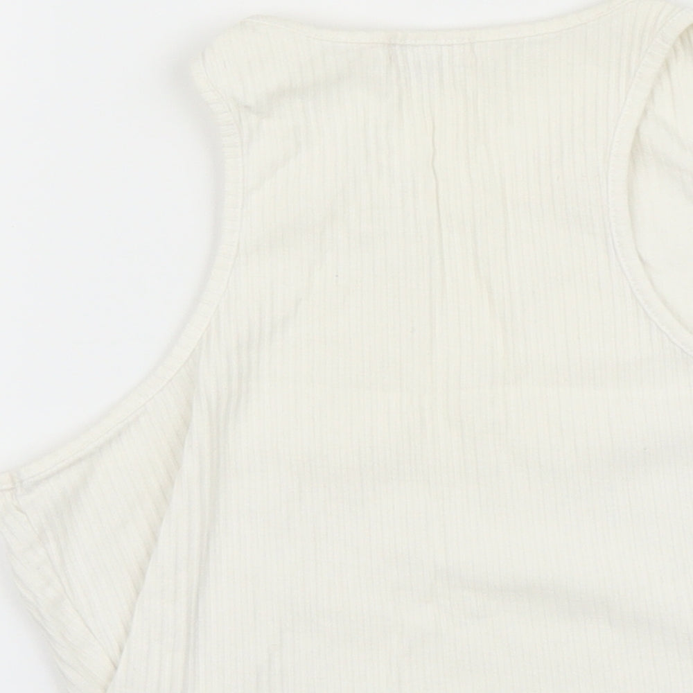 Womens UK Size 8 River Island White Basic Tank