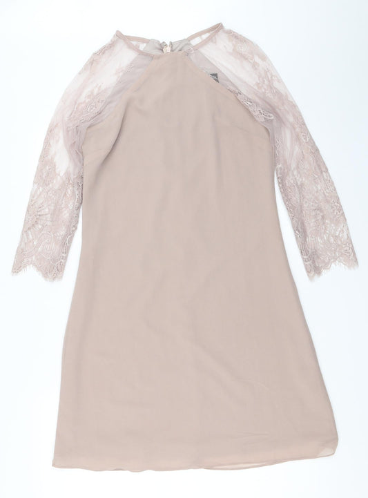 Additional front view of Little Mistress women’s beige mini, size UK 8