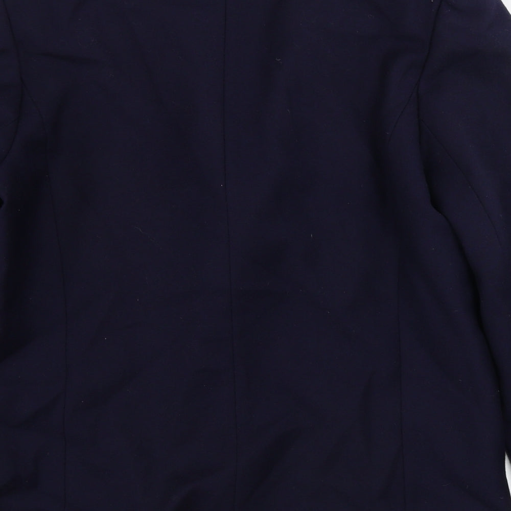 Brand and care label for dacks london women’s blue jacket blazer, size UK 12