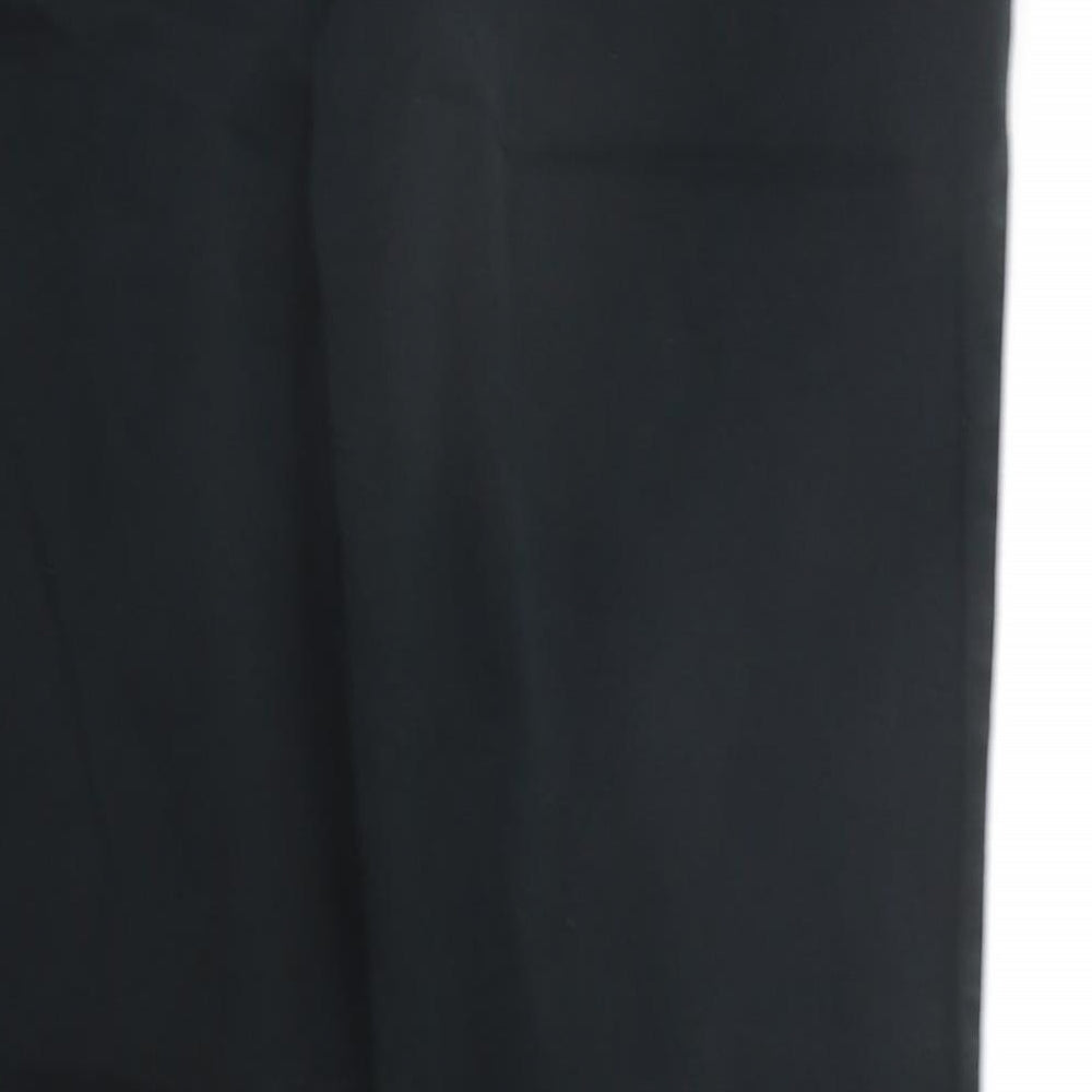 Brand and care label for F&F women’s black trousers, size UK 34, in, 30-inch leg