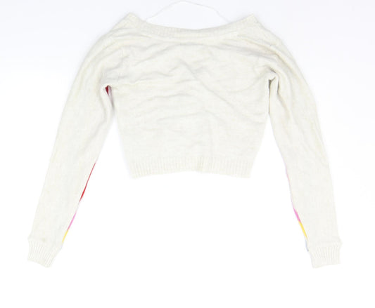 Primark Womens Beige Striped Cardigan Jumper Size 2XS