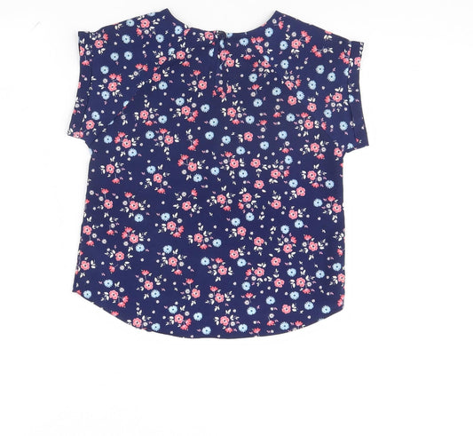 Young Dimension Girls Blue Floral Basic Blouse Size 7 Years
