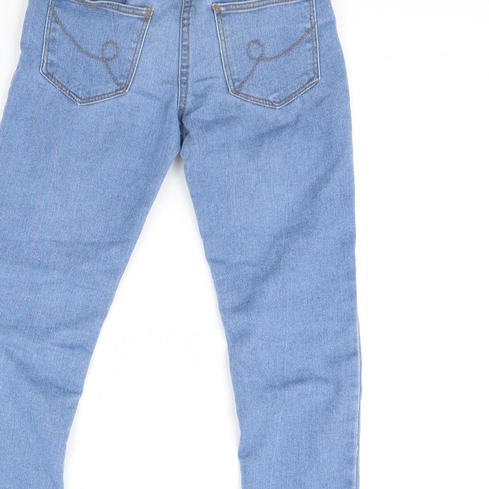Brand and care label for Denim & Co. girls’ blue denim straight jeans, size 6, years