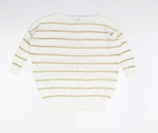 Alice & You Womens White Striped Pullover Jumper Size 8