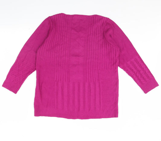 BASSINI Womens Pink Pullover Jumper Size M