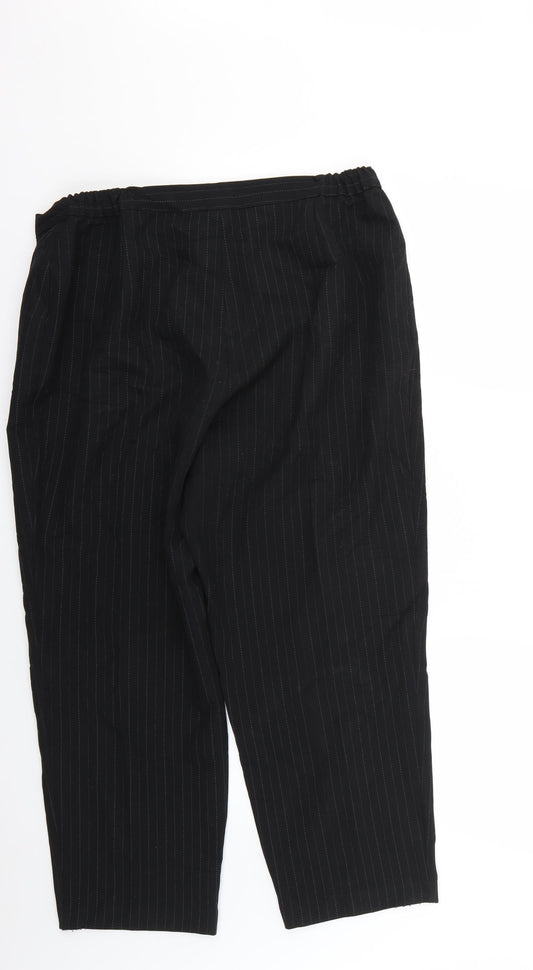 slimma Womens Black Striped Trousers Size 16 L24 in