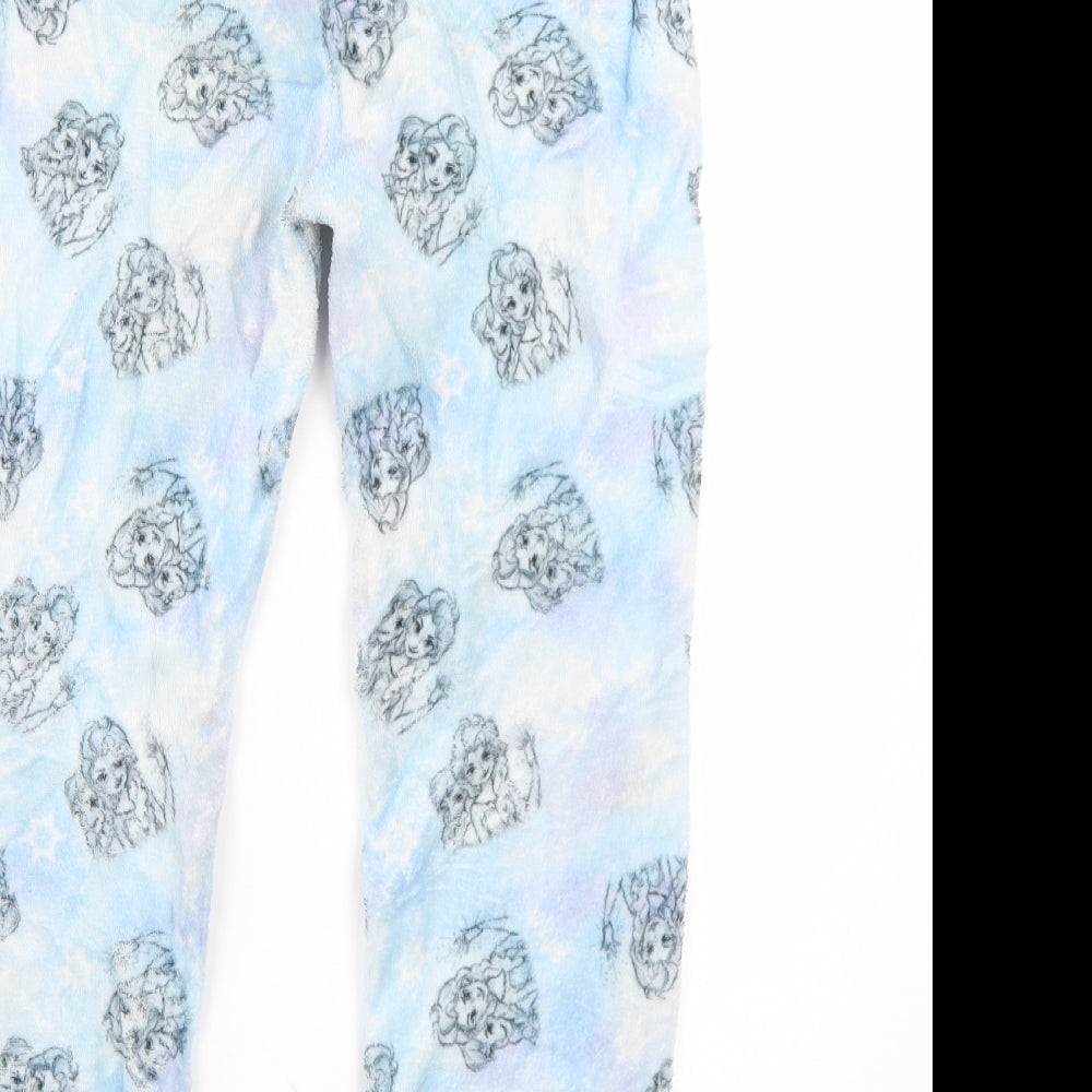 Brand and care label for Disney girls’ beige geometric pyjama pants, size 9-10, years - disney
