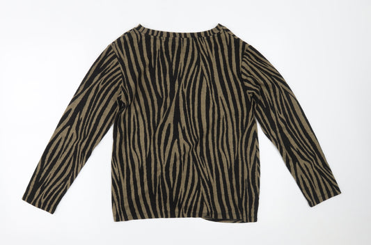 F&F Womens Black Animal Print Basic Blouse Size 12