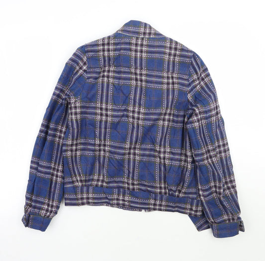 Primark Womens Blue Check Jacket Coat Size 10