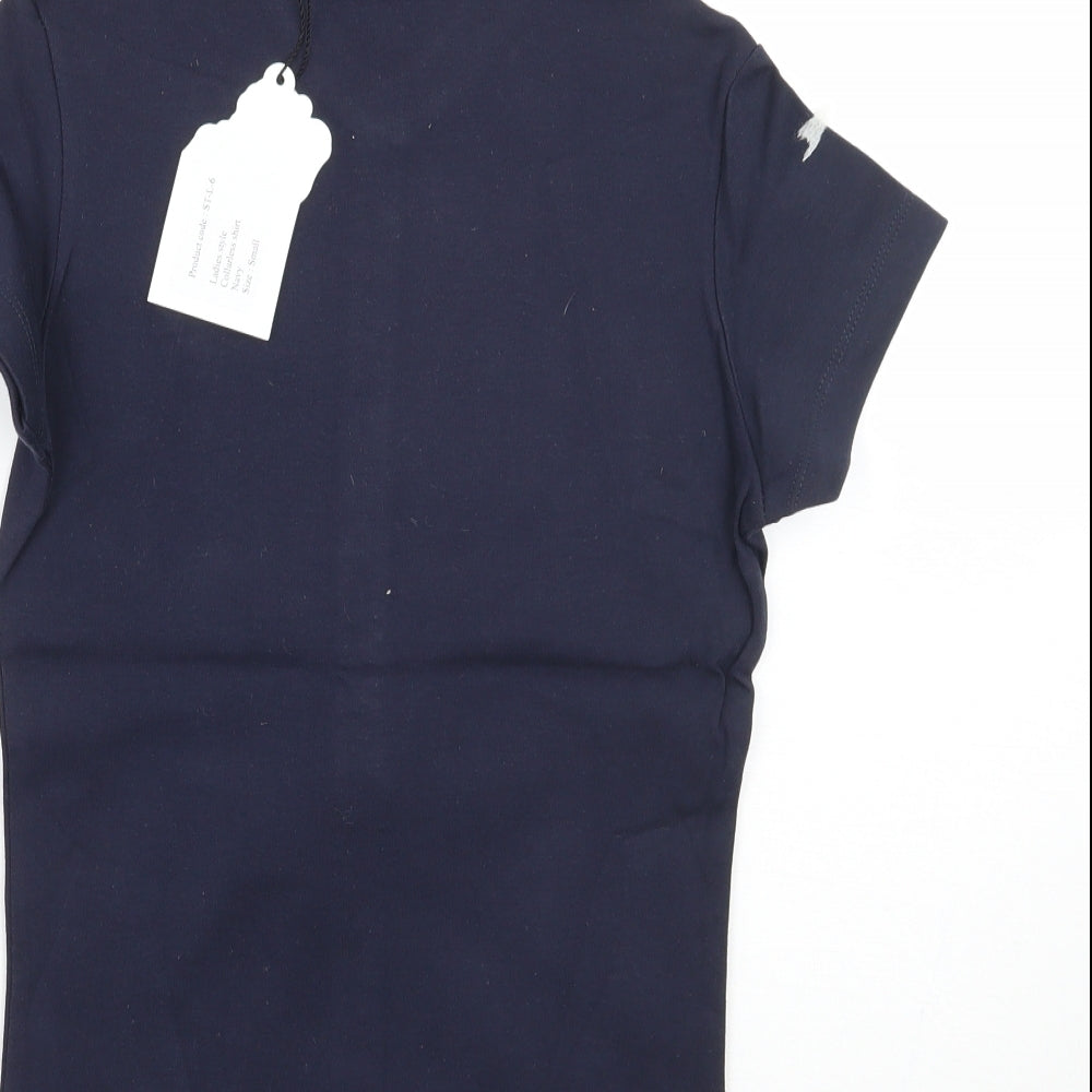 Womens UK Size S Moose Blue Basic T-Shirt