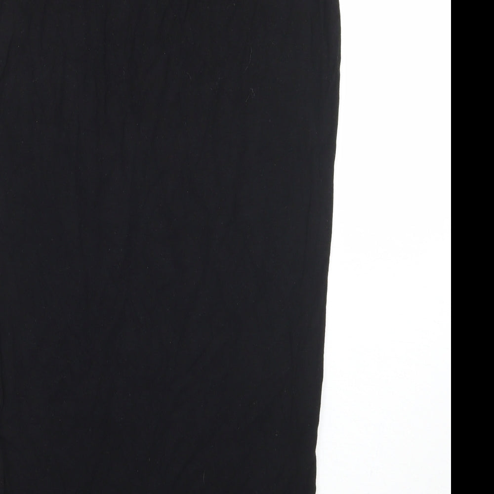 Brand and care label for New Look women’s black a-line skirt, size UK 8