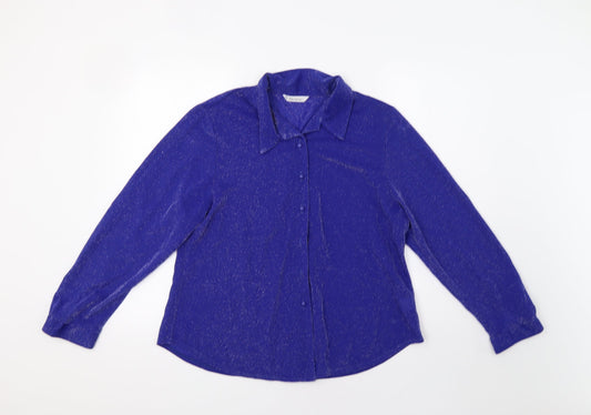 Additional front view of Berkertex women’s blue basic button-up, size UK 18