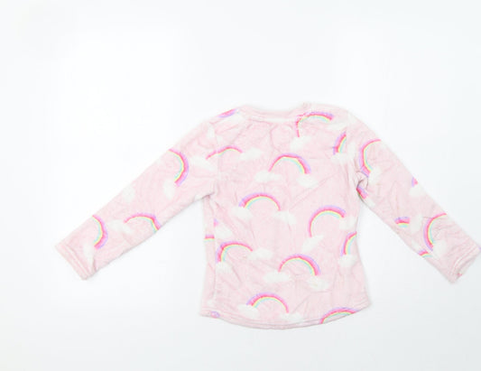 F&F Girls Pink Pinstripe Top Pyjama Top Size 6-7 Years - Rainbow