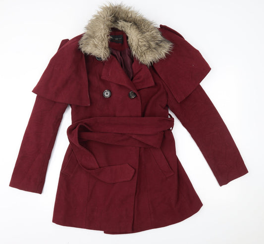 New Look Womens Red Overcoat Coat Size 12