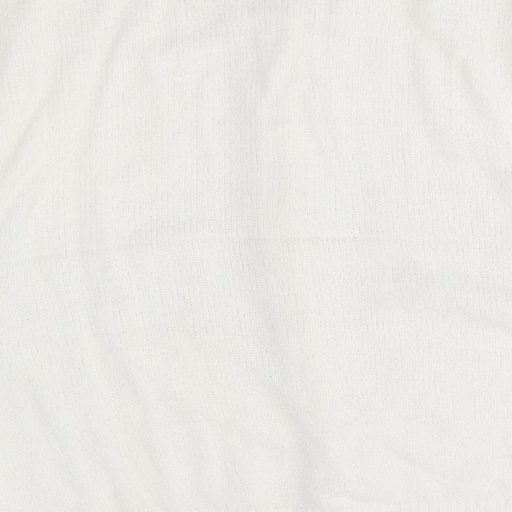 Brand and care label for nuggets women’s white cardigan jumper, size M