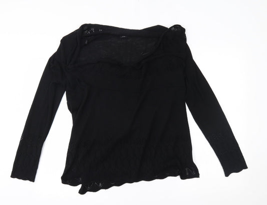 Womens UK Size M M&Co Black Wrap Jumper