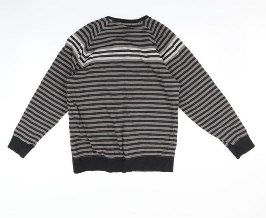 George Mens Black Striped Pullover Jumper Size S