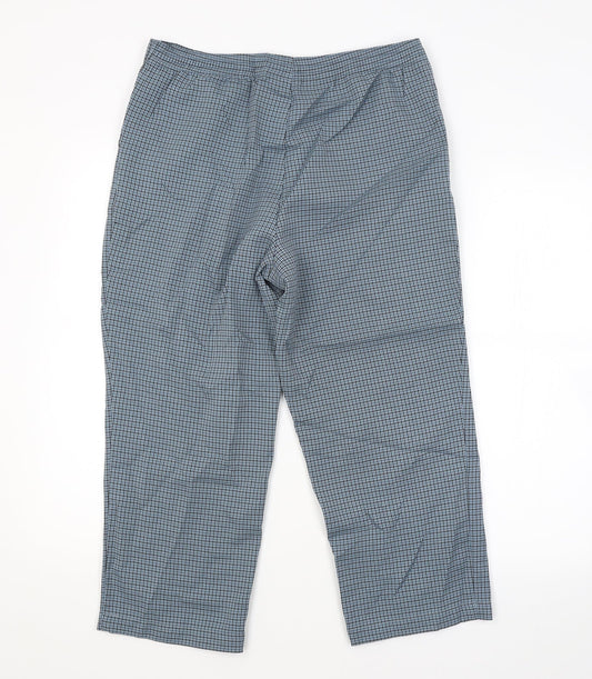 M&S Womens Blue Check Trousers Size 12 L22 in