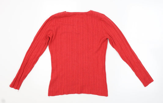 Primark Womens Red Striped Pullover Jumper Size 14
