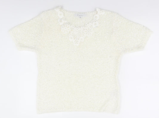 Womens UK Size M Classic White Basic T-Shirt
