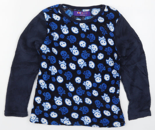 Snooze Time Boys Blue Solid Pyjama Top Size 9-10 Years - Skulls