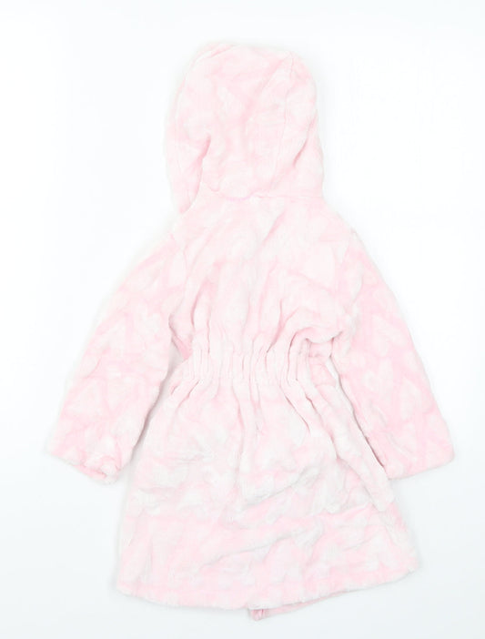 Peacocks Girls Pink Solid Kimono Robe Size 2-3 Years - Love Hearts