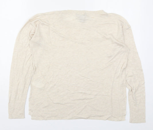 Mens UK Size S H&M Beige Button-Up Long Sleeve Casual Shirt