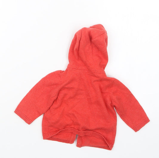 Marks and Spencer Girls Red Knit Cardigan Jumper Size 0-3 Months