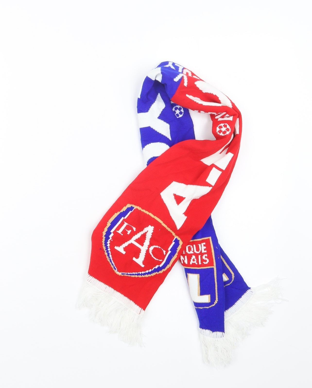Front view of Preworn Football Scarf 44 in 6.5 in