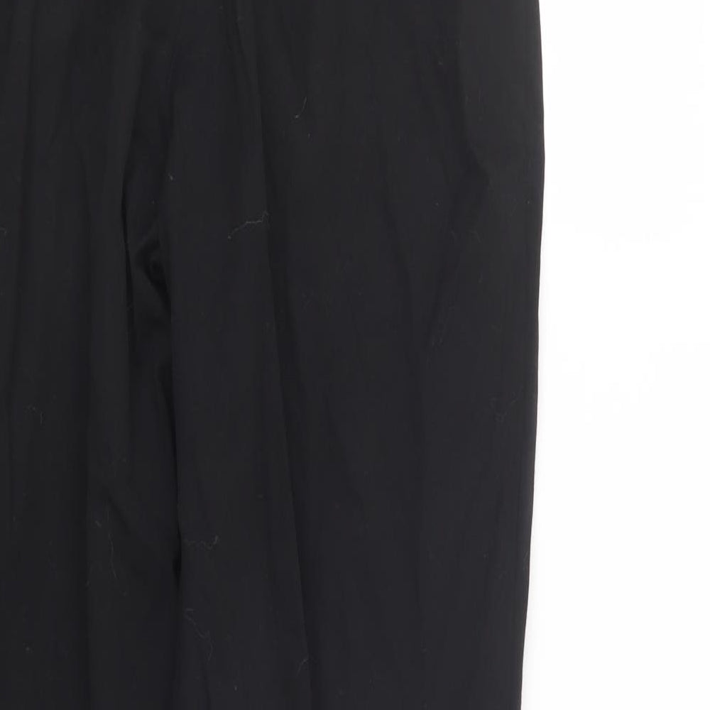 Brand and care label for Tu women’s black trousers, size UK 12, 29.5-inch leg