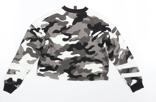 New Look Girls Grey Camouflage Pullover Sweatshirt Size 12-13 Years - Croppped