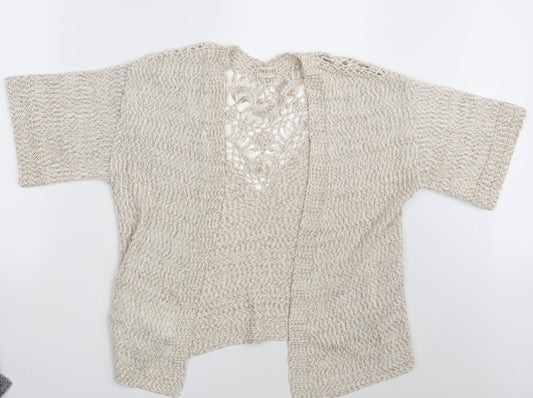 Womens UK Size S Indigo Beige Wrap Jumper
