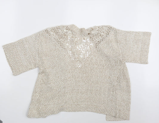 Indigo Womens Beige Wrap Jumper Size S