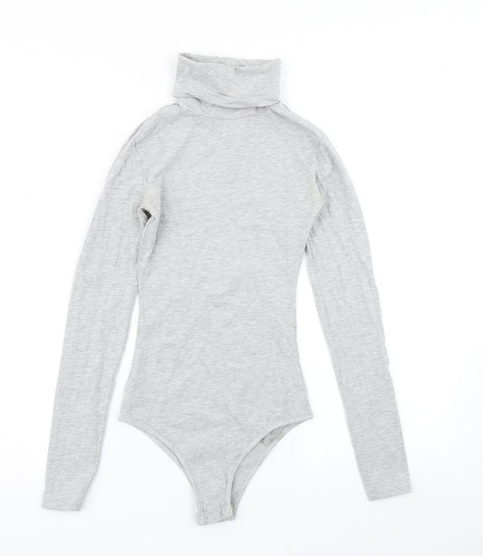 Additional front view of PRETTYLITTLETHING women’s grey bodysuit one-piece, size UK 6