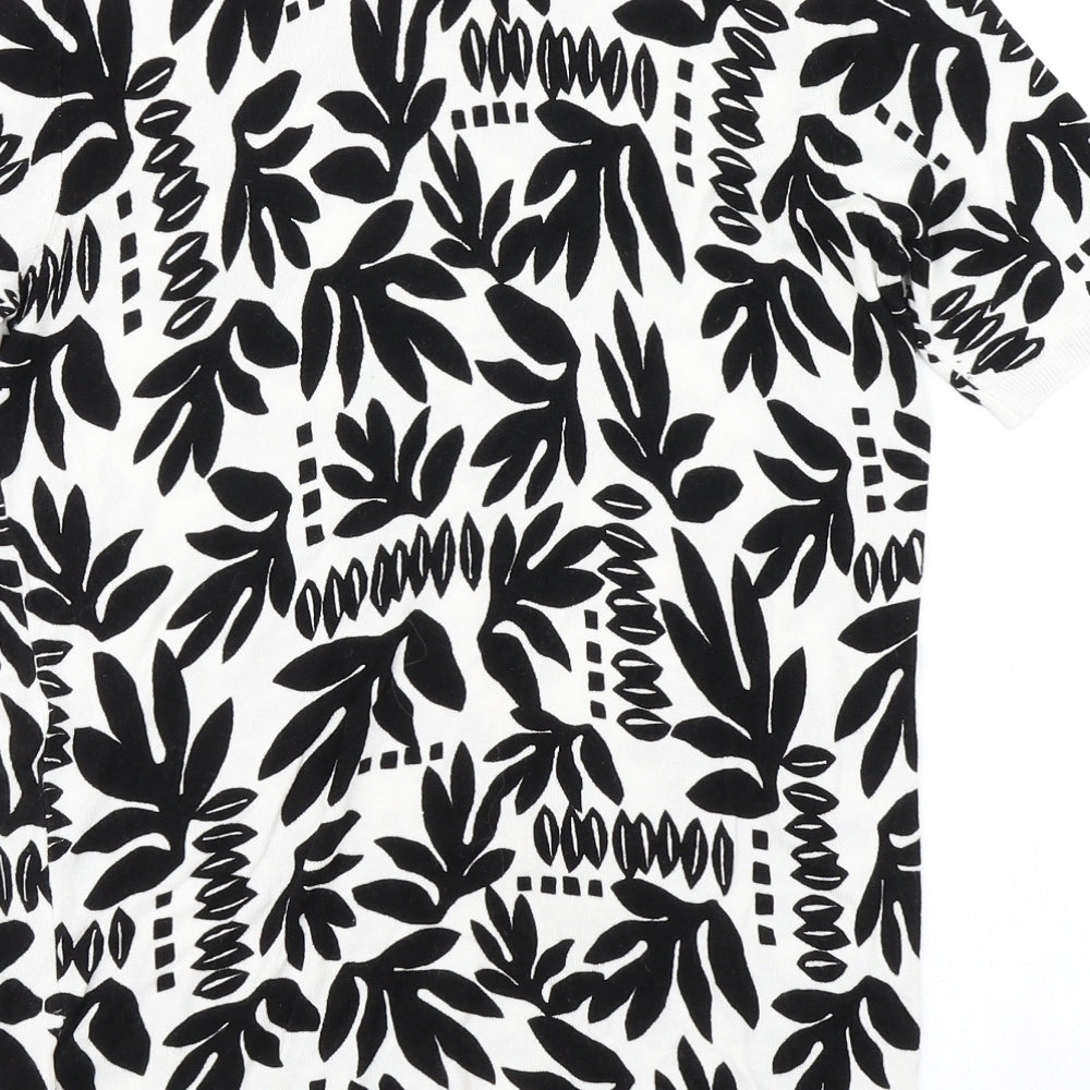 Brand and care label for Marks & Spencer Colletion women’s white floral knit jumper, size UK 12