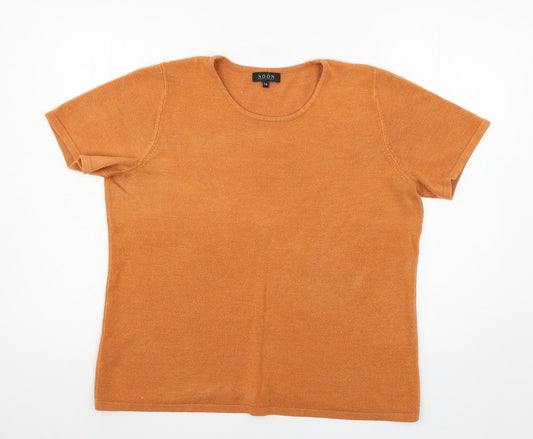 Womens UK Size 16 Soon Orange Pullover Jumper