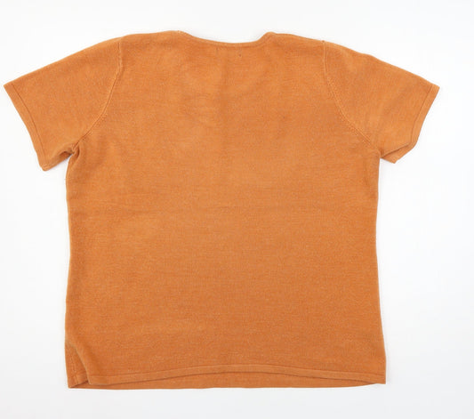 Womens UK Size 16 Soon Orange Pullover Jumper