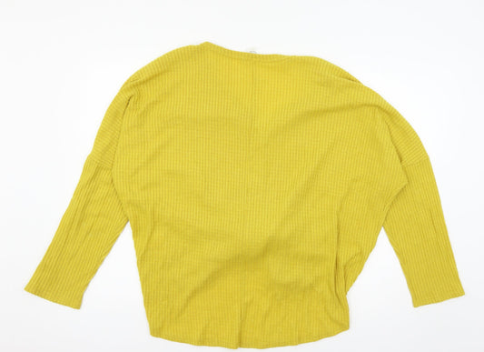 CY Womens Yellow Knit Cardigan Jumper Size L