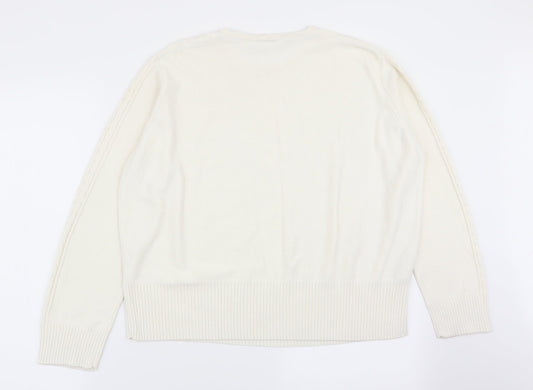 Country Casuals Womens White Geometric Pullover Jumper Size L