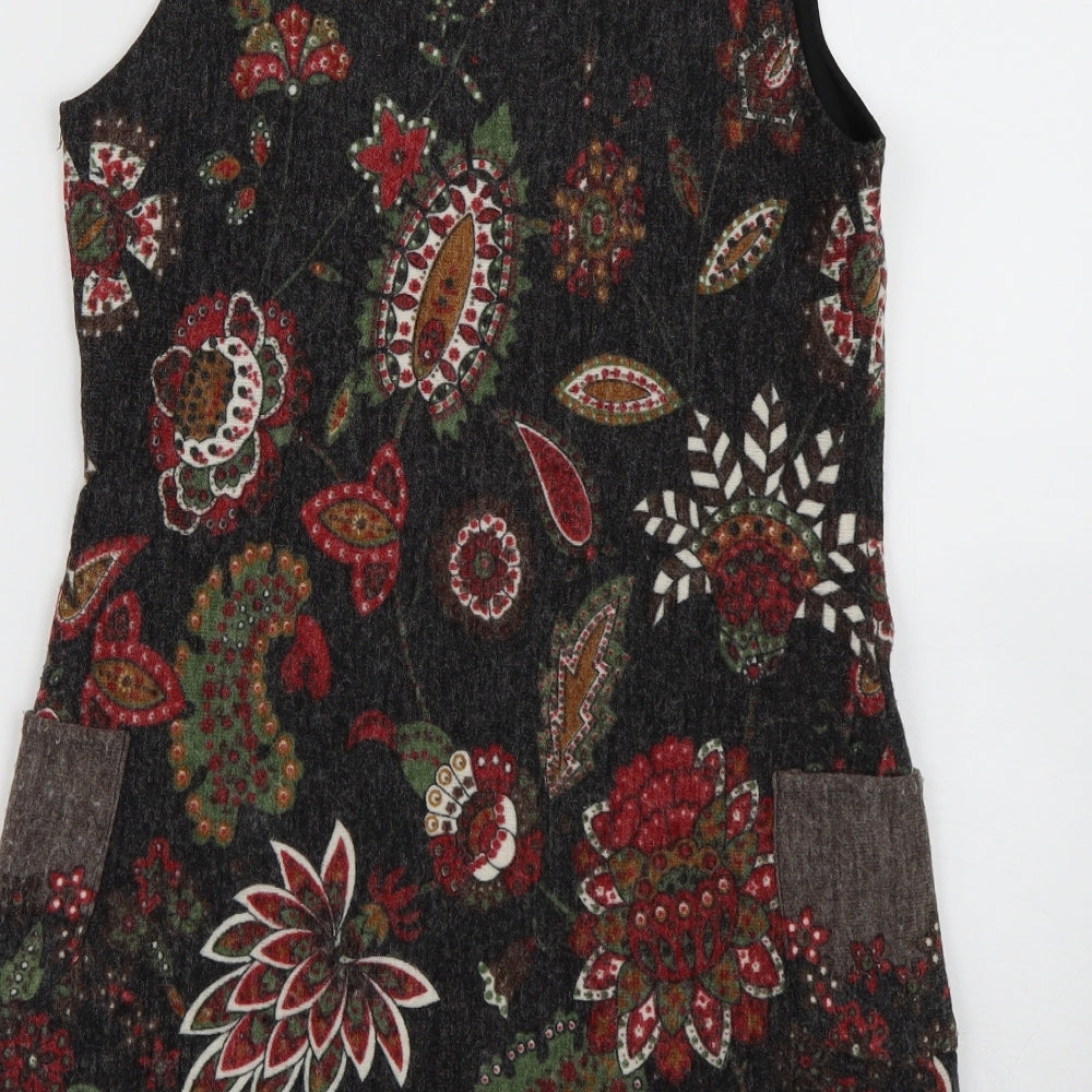 159 Ma Womens Black Floral Tank Dress Size S