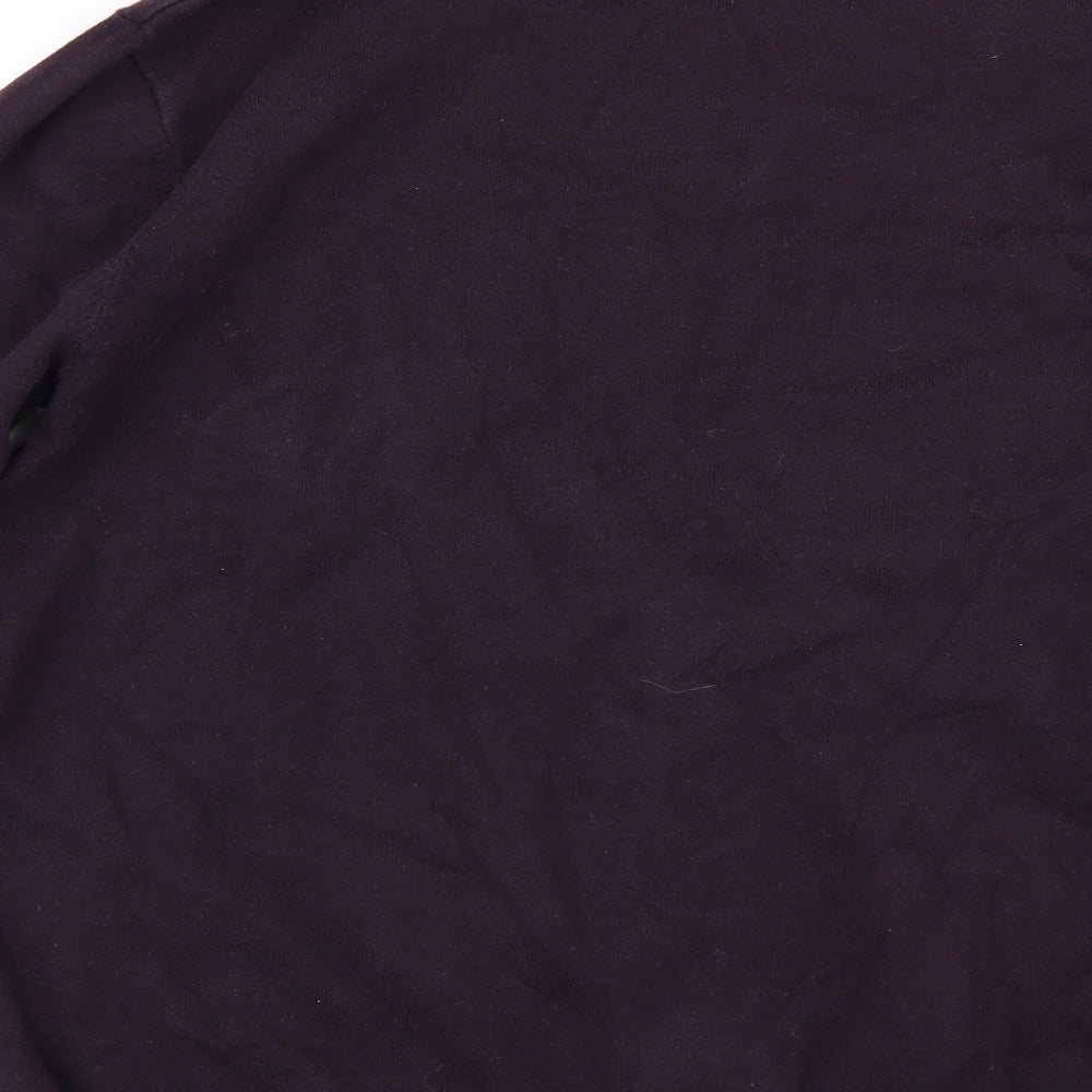 Brand and care label for BHS men’s purple jumper, size L