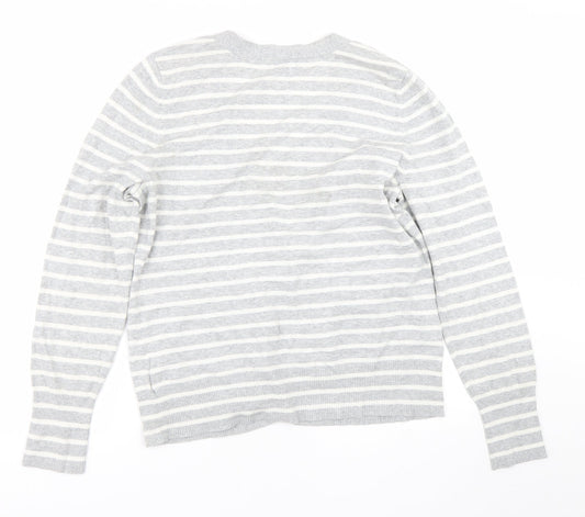 Gap Womens Grey Striped Cardigan Jumper Size L