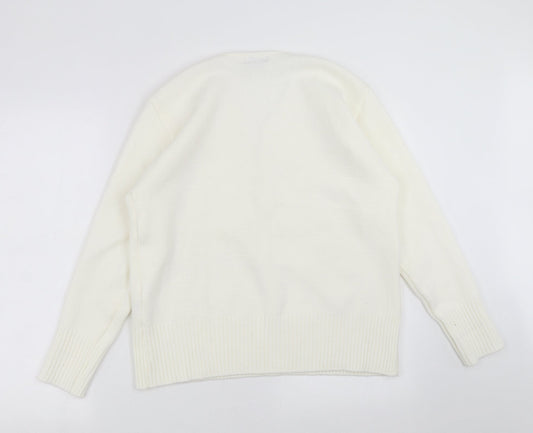 ckl Womens Ivory Knit Pullover Jumper Size M
