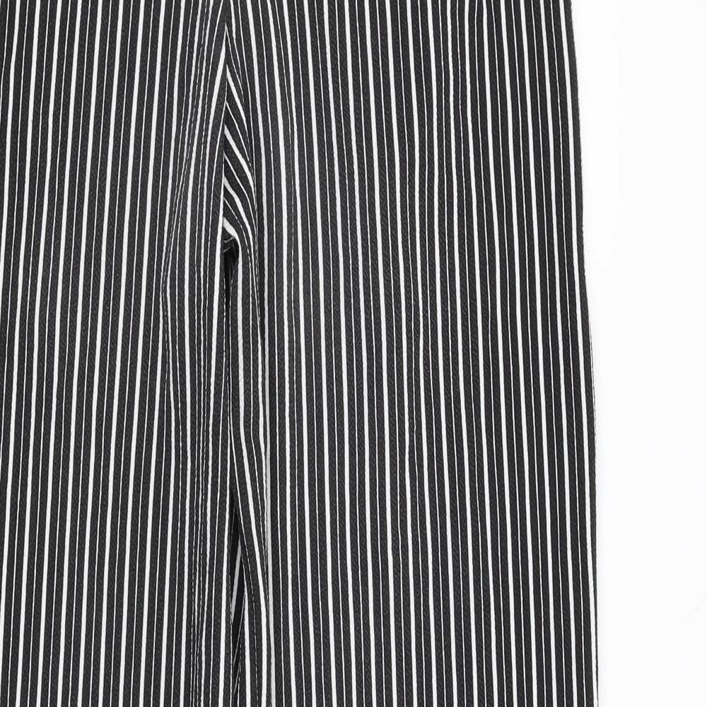 Pretty Little Thing Womens Black Striped Trousers Size 10 L32.5 in