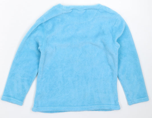 Chill Out Boys Blue Solid Fleece Pyjama Top Size 8-9 Years