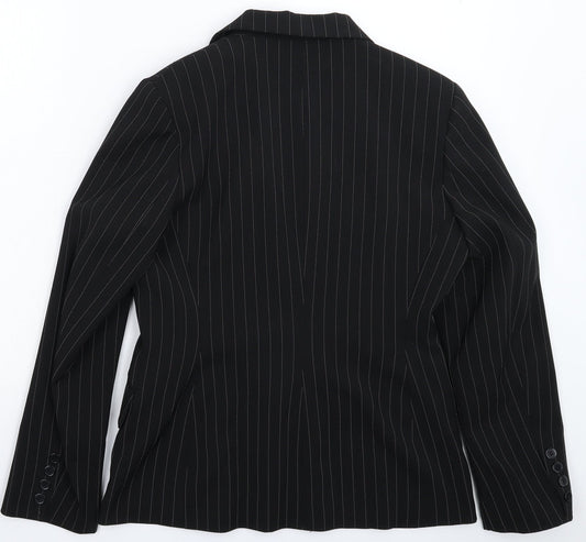 The Collection Womens Black Striped  Jacket Suit Jacket Size 12