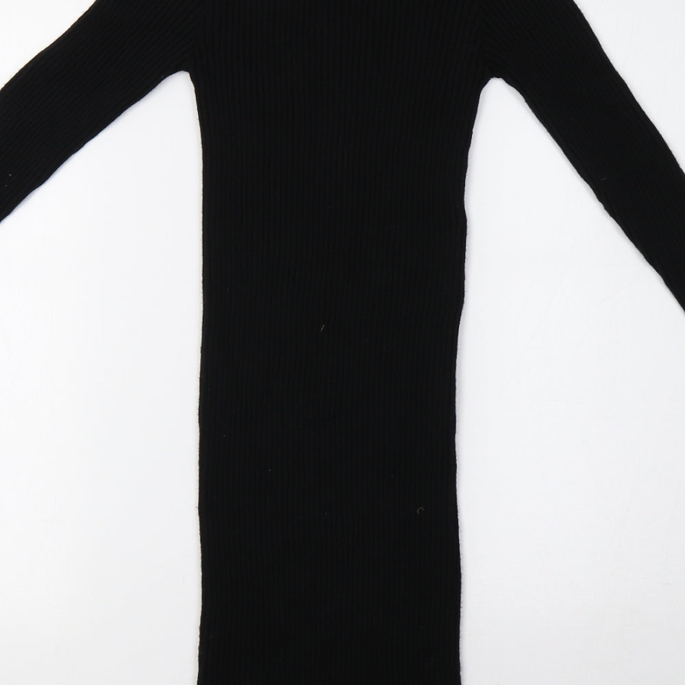 Brand and care label for Body Flirt women’s black knit bodycon, size S